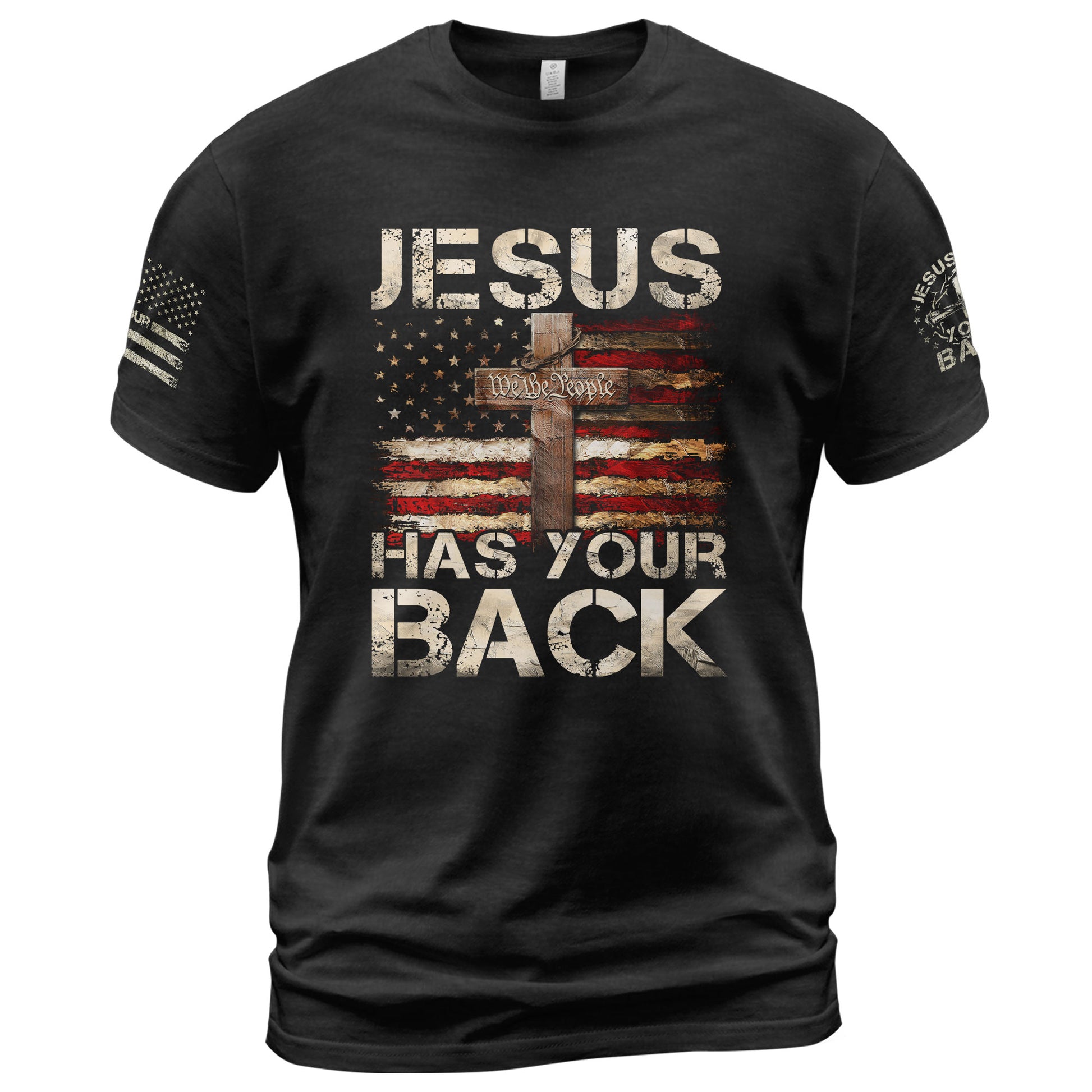 Patriotic T Shirts, Jesus Has Your Back Faith, Freedom and Divine Protection - Freedom Shirts for Men - Rust Field Wear