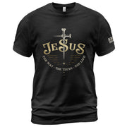 Forged in Faith JESUS Sword, Christian Tee Shirts - Faith Shirts for Men - Rust Field Wear
