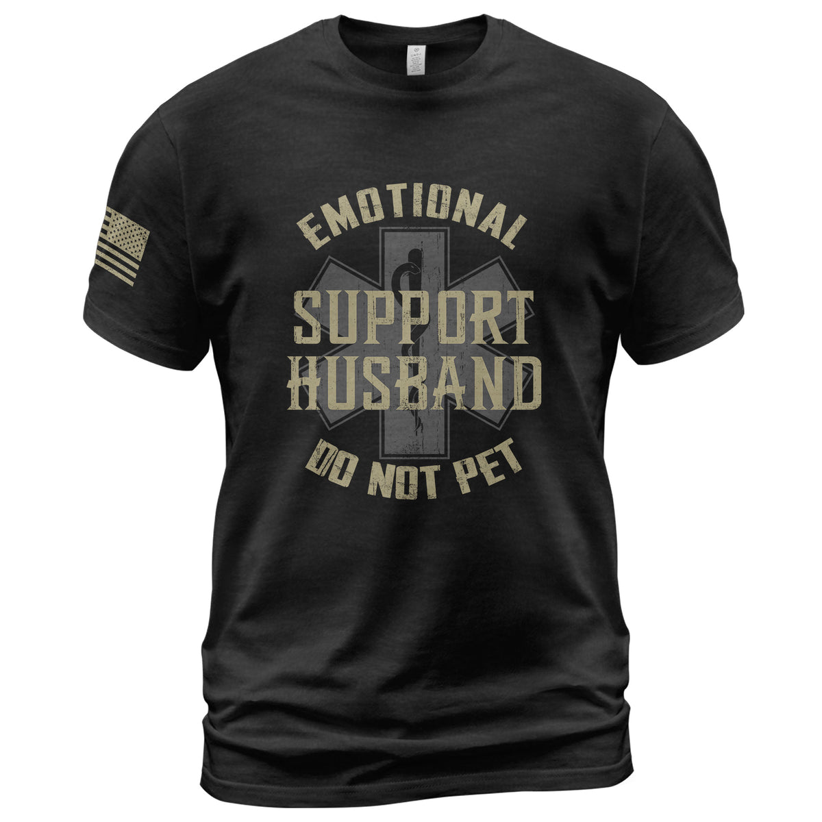 Funny Emotional Support Husband Sarcastic Graphic Tee Shirt Casual Apparel Top Clothing