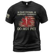 Funny Emotional Support Husband Flag Graphic Tee Shirt Casual Apparel Top Clothing