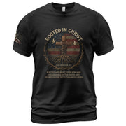 Rooted In Christ Colossians 2:7 American Faith, Christian Shirts for Men - Christian Tee Shirts - Rust Field Wear