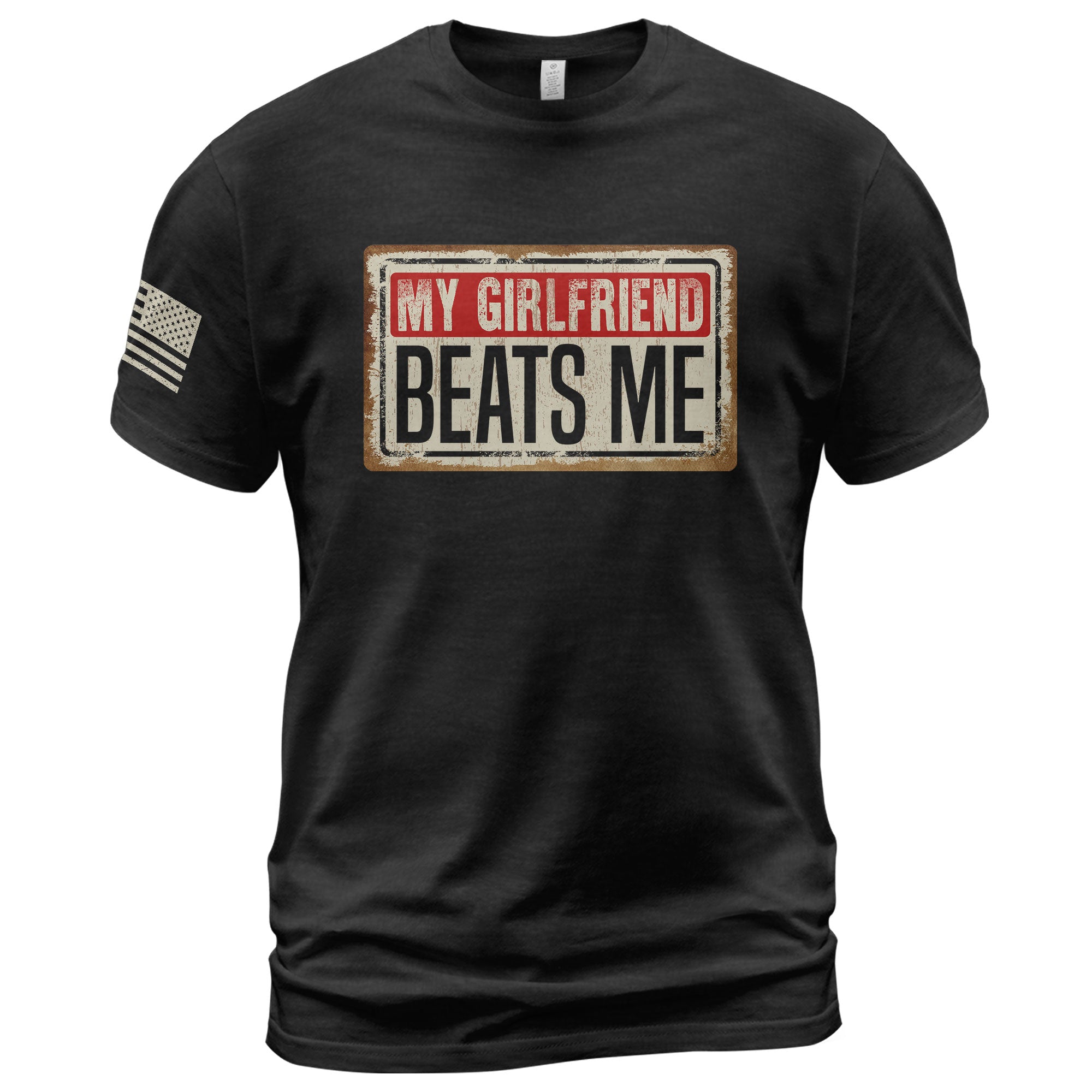 My Girlfriend Beats Me Funny Joke Quote Men Vintage Graphic Shirt Casual Novelty Tops