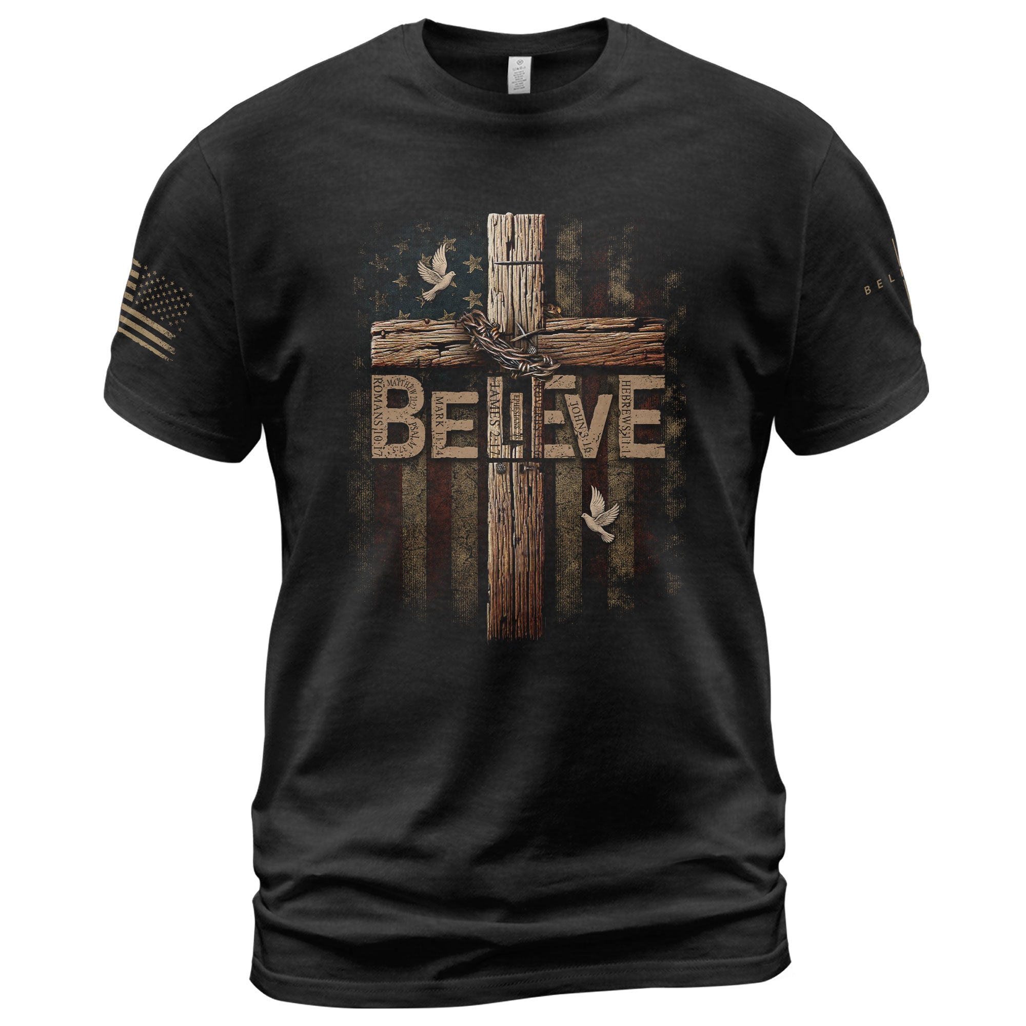 Believe Romans 10:9 Salvation, Christian Shirts for Men - Christian Tee Shirts - Rust Field Wear