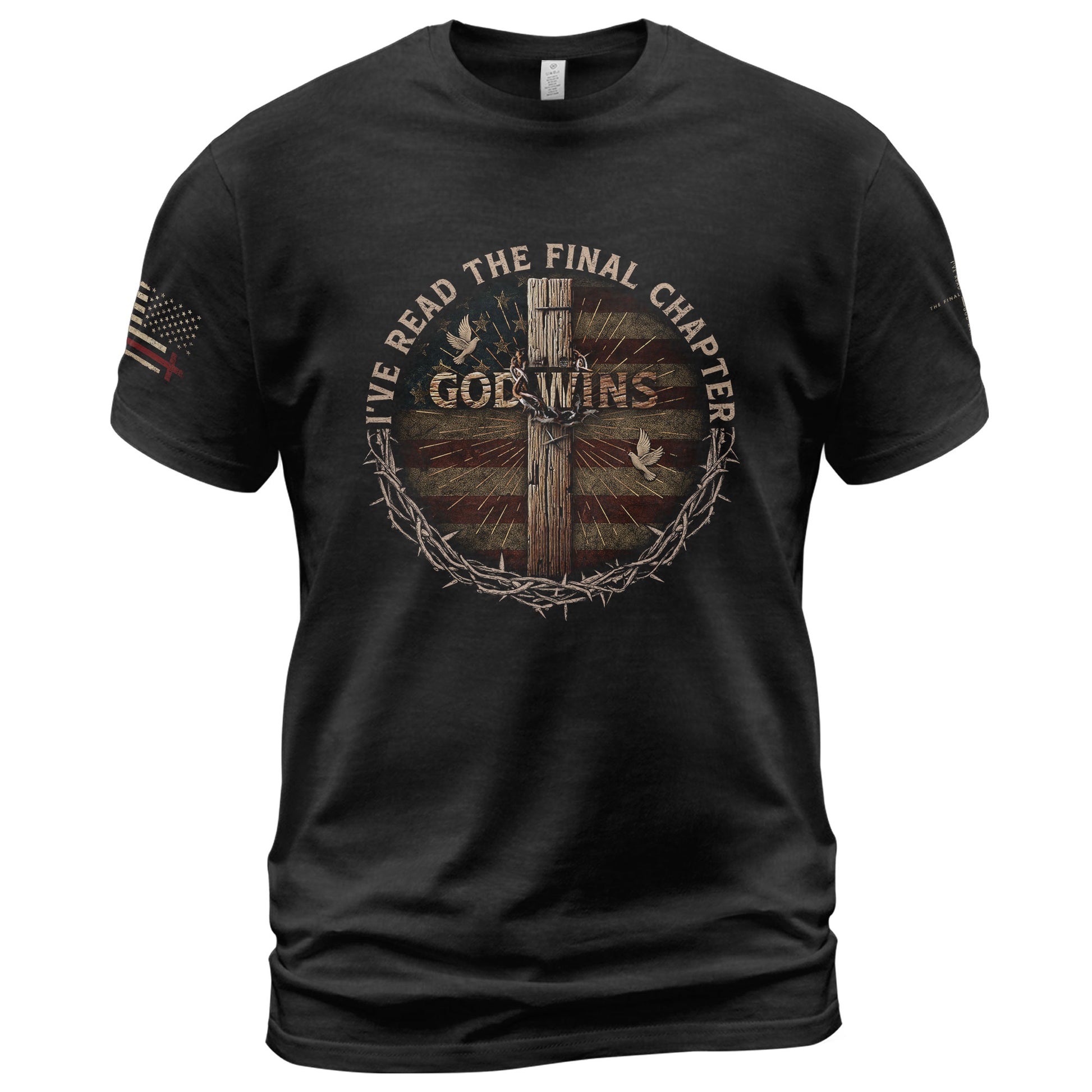 God Wins Christian, Christian Tee Shirts - Faith Shirts for Men - Rust Field Wear