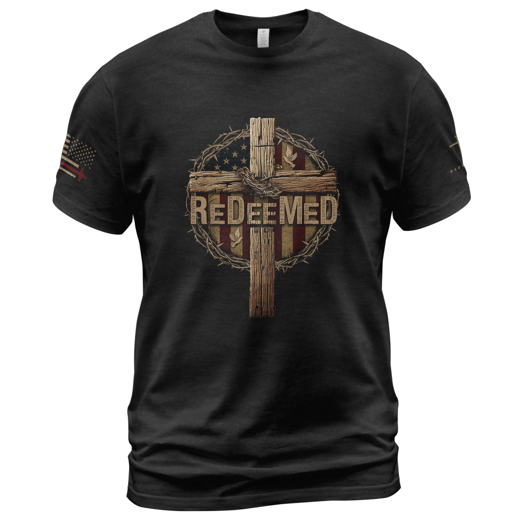 Redeemed to Rise Cross of Victory - Christian Shirts for Men, Faith Based Christian Tee Shirts - Rust Field Wear