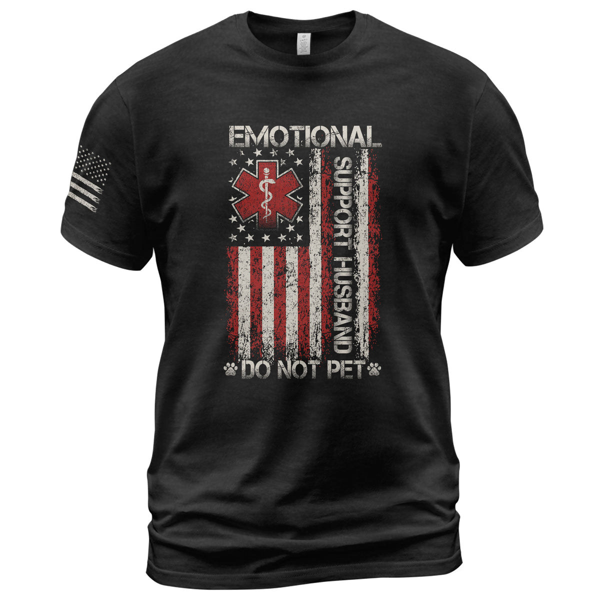 Clever Emotional Support Husband Do Not Pet Vertical Star Tee Shirt Cotton Apparel