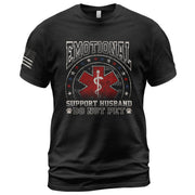 Emotional Support Husband Do Not Pet Star Ring Graphic Tee Shirt Cotton Apparel Top