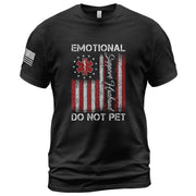 Hilarious Emotional Support Husband Do Not Pet Flag Tee Shirt Cotton Apparel Top