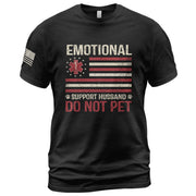 Witty Emotional Support Husband Do Not Pet Stars Stripes Tee Shirt Cotton Apparel