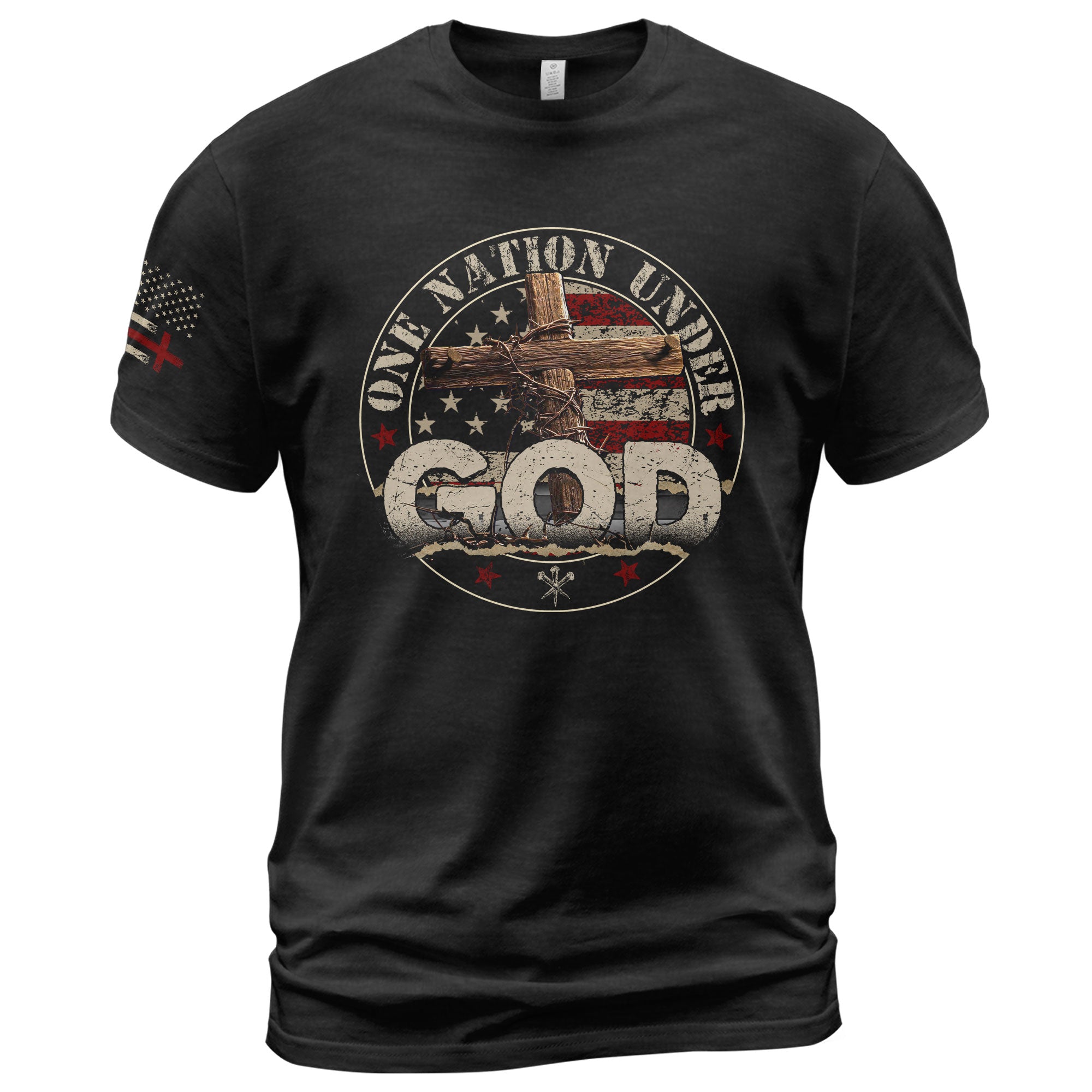 One Nation Under God Christian - Christian Shirts for Men, Faith Based Christian Tee Shirts - Rust Field Wear