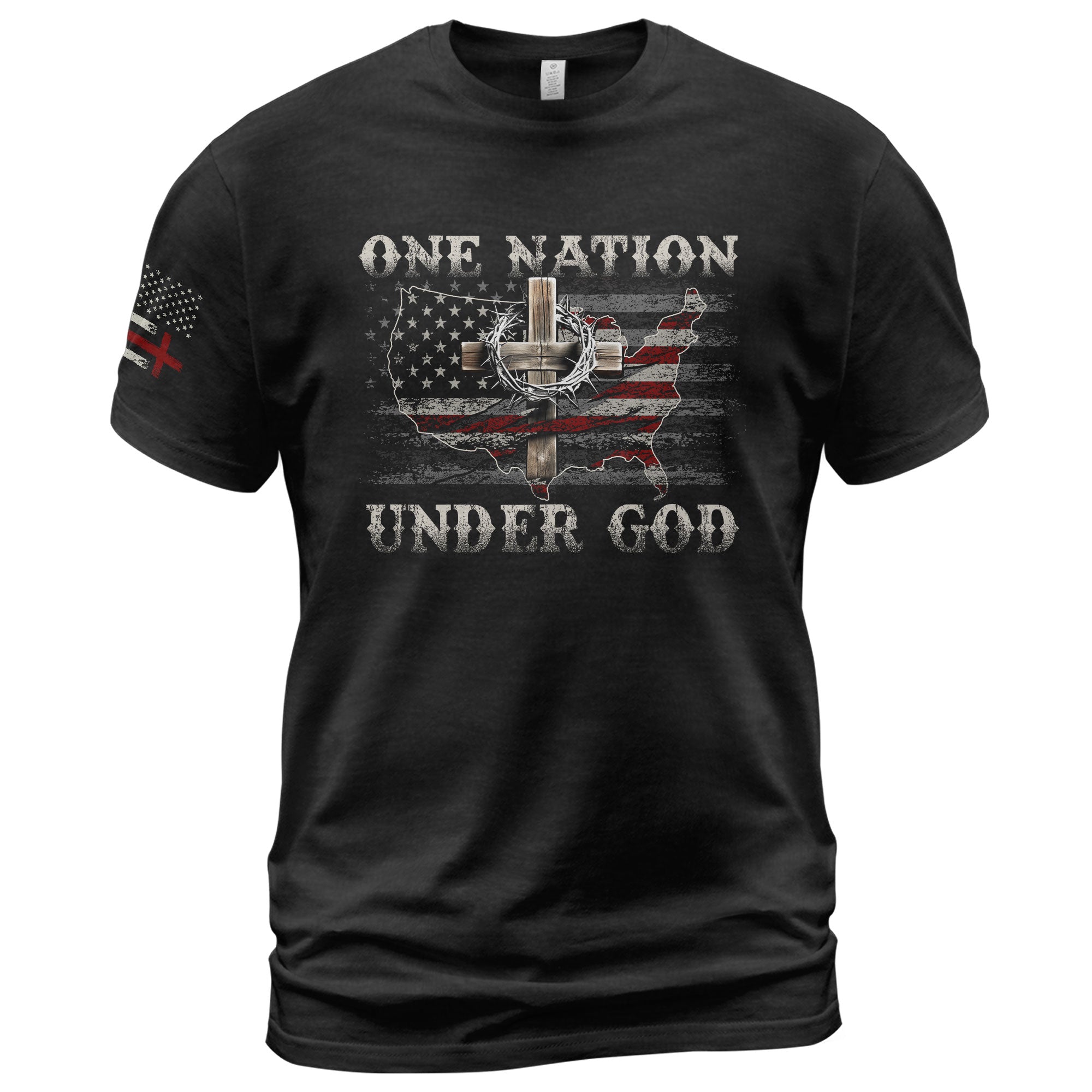 Christian Shirts for Men - One Nation Under God Christian American Flag, Christian Tee Shirts - Rust Field Wear