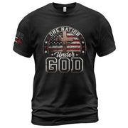 One Nation Under God Christian American Flag Cross, Christian Tee Shirts - Faith Shirts for Men - Rust Field Wear