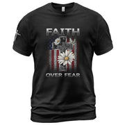 Faith Over Fear Christian Floral - Christian Tee Shirts, Christian Shirts for Men - Rust Field Wear