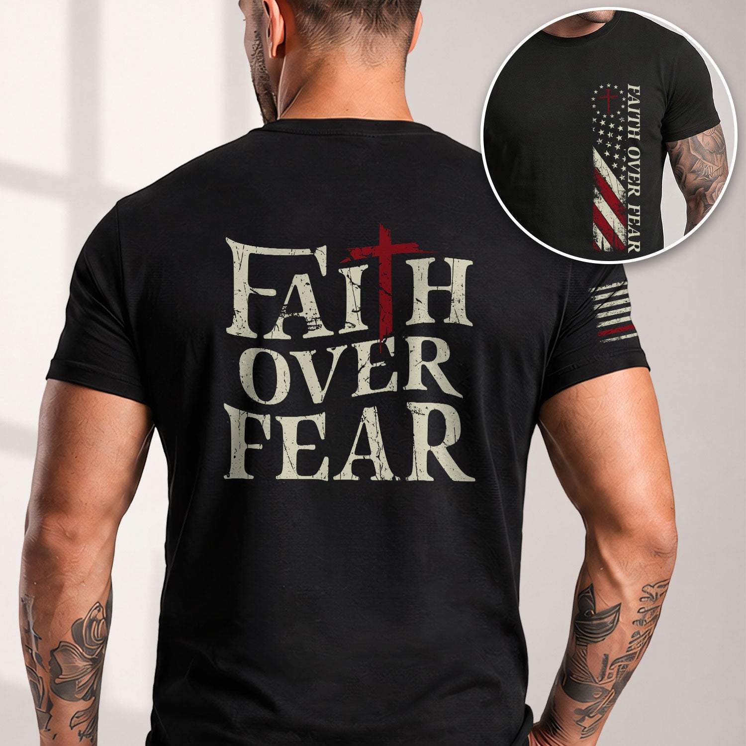 Faith Over Fear Christian Strength, Christian Tee Shirts - Faith Shirts for Men - Rust Field Wear