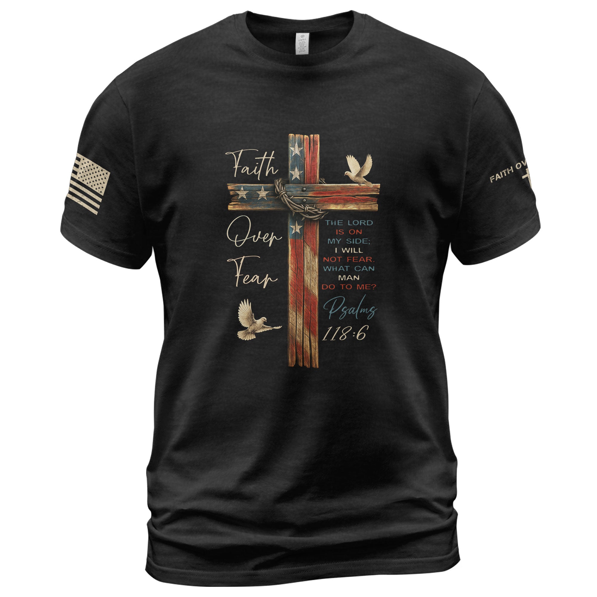 Faith Based Christian Tee Shirts, Faith Over Fear Rustic Cross - Christian Shirts for Men - Rust Field Wear