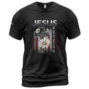 Christian Shirts for Men, Jesus The Way The Truth The Life Floral Cross USA Flag Christian - Christian Tee Shirts - Rust Field Wear