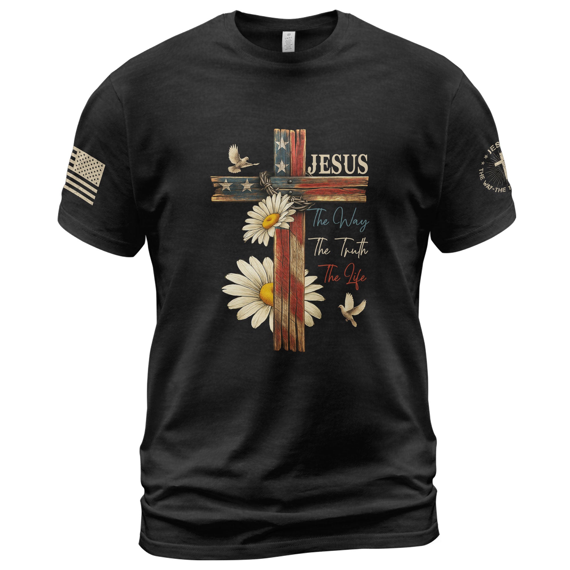 Faith Over Fear Psalm 118:6 Cross and Flag Christian Vintage - Christian Shirts for Men, Faith Based Christian Tee Shirts - Rust Field Wear