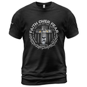 Christian Tee Shirts, Faith Over Fear Lion Psalm 118:6 Christian Warrior - Christian Shirts for Men - Rust Field Wear