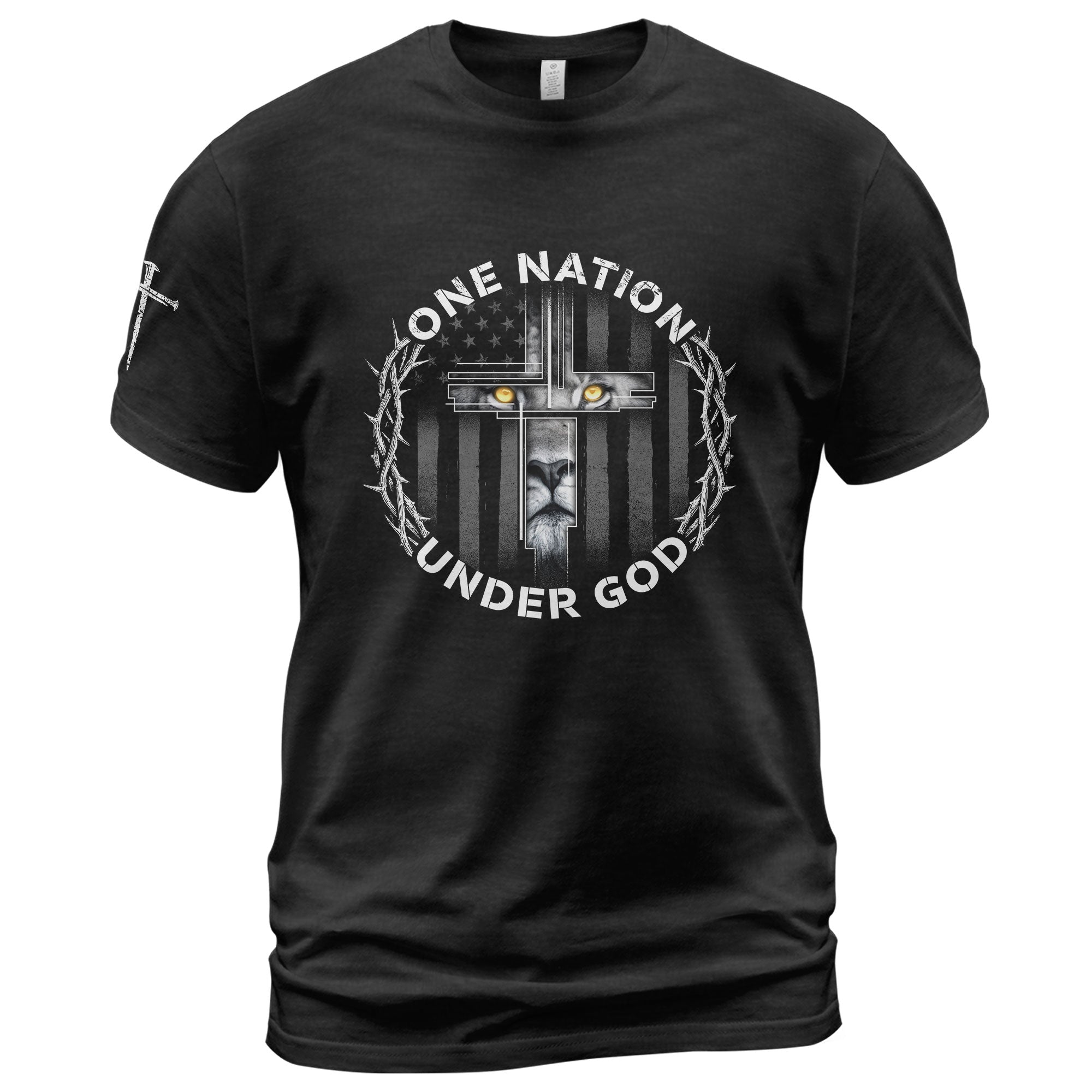 One Nation Under God Lion Cross, Christian Tee Shirts - Faith Shirts for Men - Rust Field Wear
