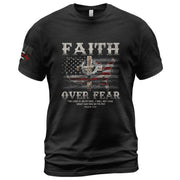 Faith Over Fear Psalm 118:6 Christian USA Cross - Christian Shirts for Men, Faith Based Christian Tee Shirts - Rust Field Wear