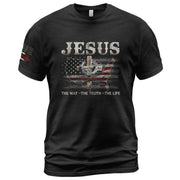 Jesus The Way, The Truth, The Life USA Christian, Christian Shirts for Men - Christian Tee Shirts - Rust Field Wear