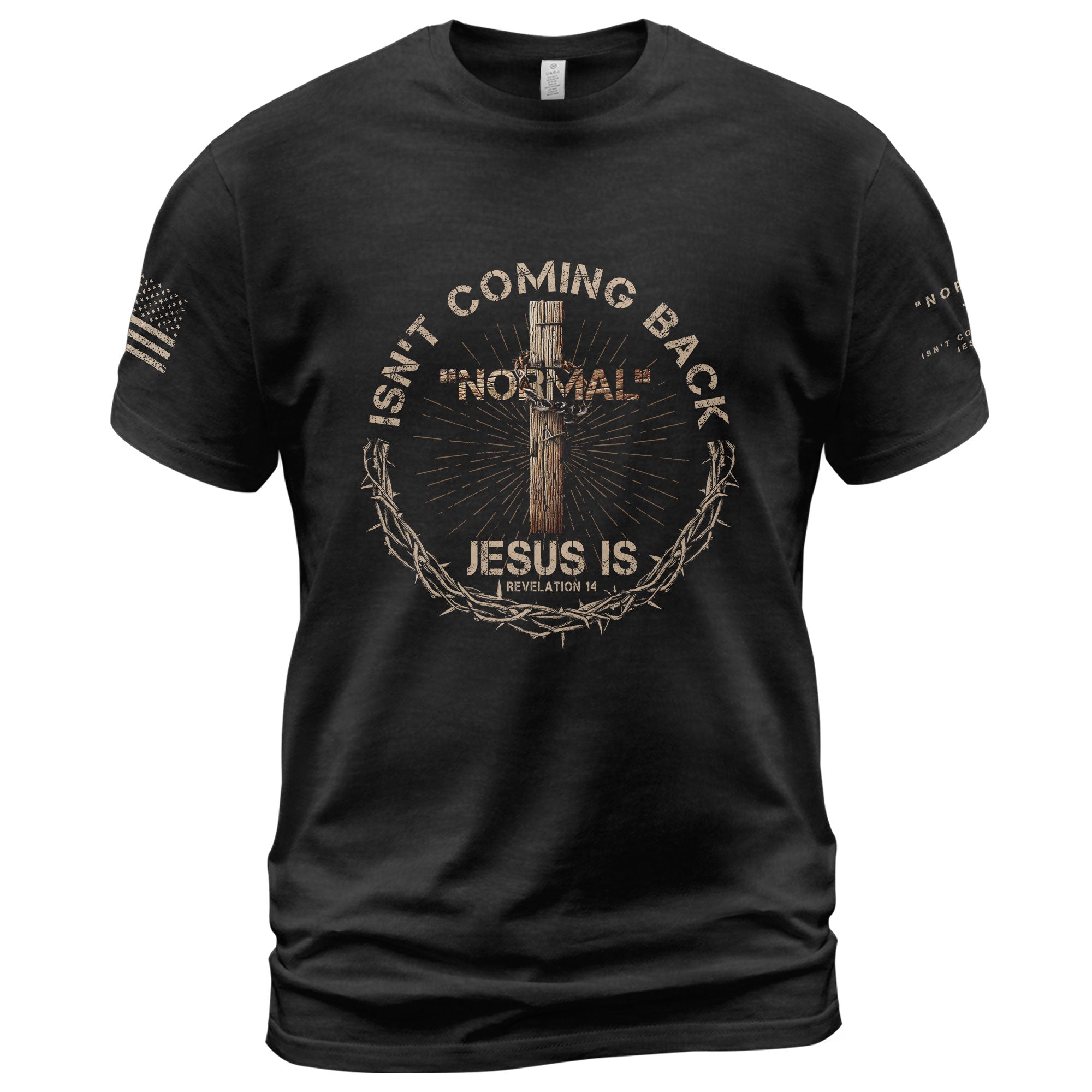 Christian Shirts for Men, Revelation 14 Jesus Over Normal - Christian Tee Shirts - Rust Field Wear