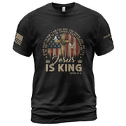Christian Tee Shirts, Jesus Is King , Cross, American Flag and Christian Faith - Christian Shirts for Men - Rust Field Wear