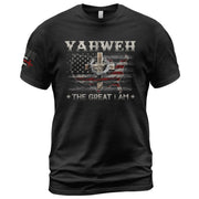 Yahweh The Great I Am Christian USA Cross - Christian Tee Shirts, Christian Shirts for Men - Rust Field Wear