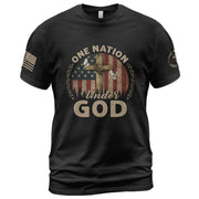 One Nation Under God Cross, Flag and Christian Boldwear, Christian Tee Shirts - Faith Shirts for Men - Rust Field Wear