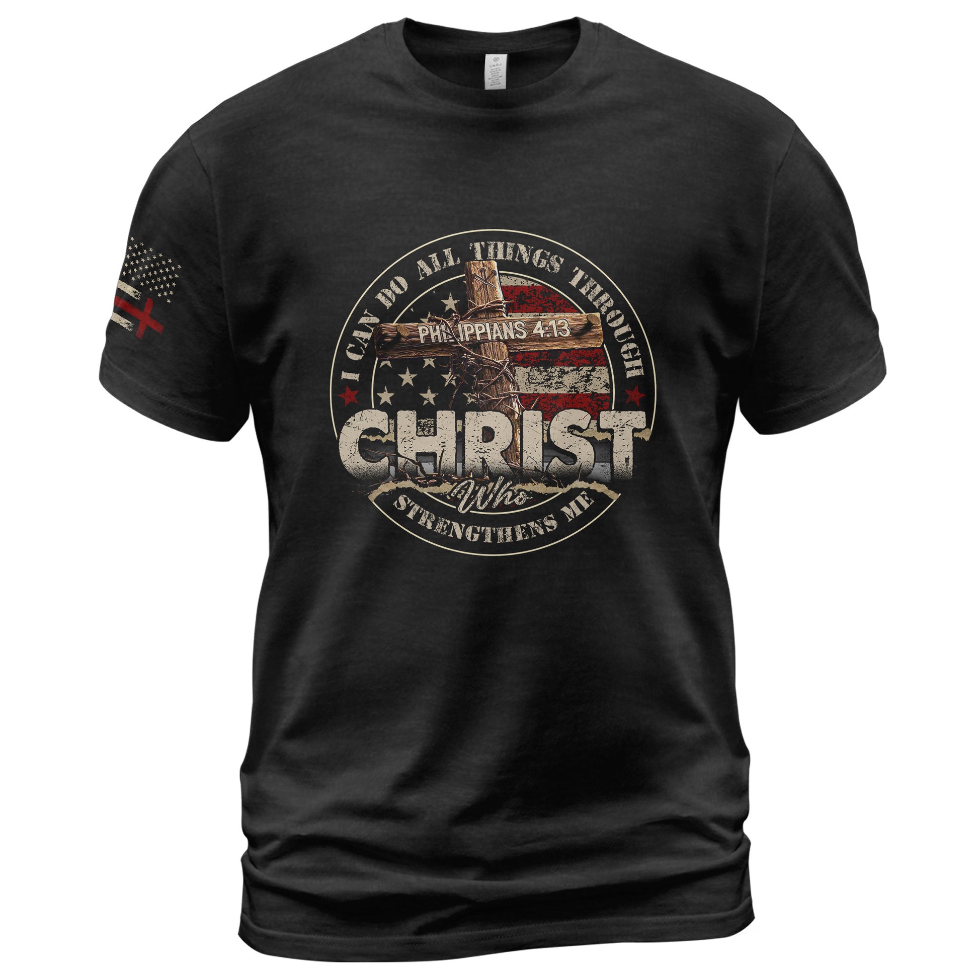 Faith Based Christian Tee Shirts, Christ I Can Do All Things Through Him (Philippians 4:13) - Christian Shirts for Men - Rust Field Wear