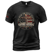 God Wins Final Chapter Circle American Flag, Christian Shirts for Men - Christian Tee Shirts - Rust Field Wear