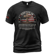 Christian Shirts for Men - Rooted in Christ Circle American Flag, Christian Tee Shirts - Rust Field Wear