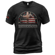 Redeemed Christian Cross and American Flag Design, Christian Shirts for Men - Christian Tee Shirts - Rust Field Wear