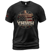 Christian Shirts for Men, YHWH American Flag Cross Christian Faith - Christian Tee Shirts - Rust Field Wear