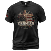 Christian Shirts for Men - Yeshua Cross and Flag, Christian Tee Shirts - Rust Field Wear