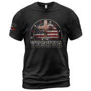 Christian Tee Shirts, Yeshua Cross and American Flag - Christian Shirts for Men - Rust Field Wear