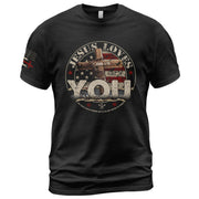 Jesus Loves You John 4:19, Christian Tee Shirts - Faith Shirts for Men - Rust Field Wear