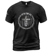 Christian Shirts for Men - YHWH Lion Cross Crown of Thorns Christian, Christian Tee Shirts - Rust Field Wear