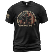 Emotional Support Husband Do Not Pet Humorous Star Graphic Tee Shirt Cotton Apparel