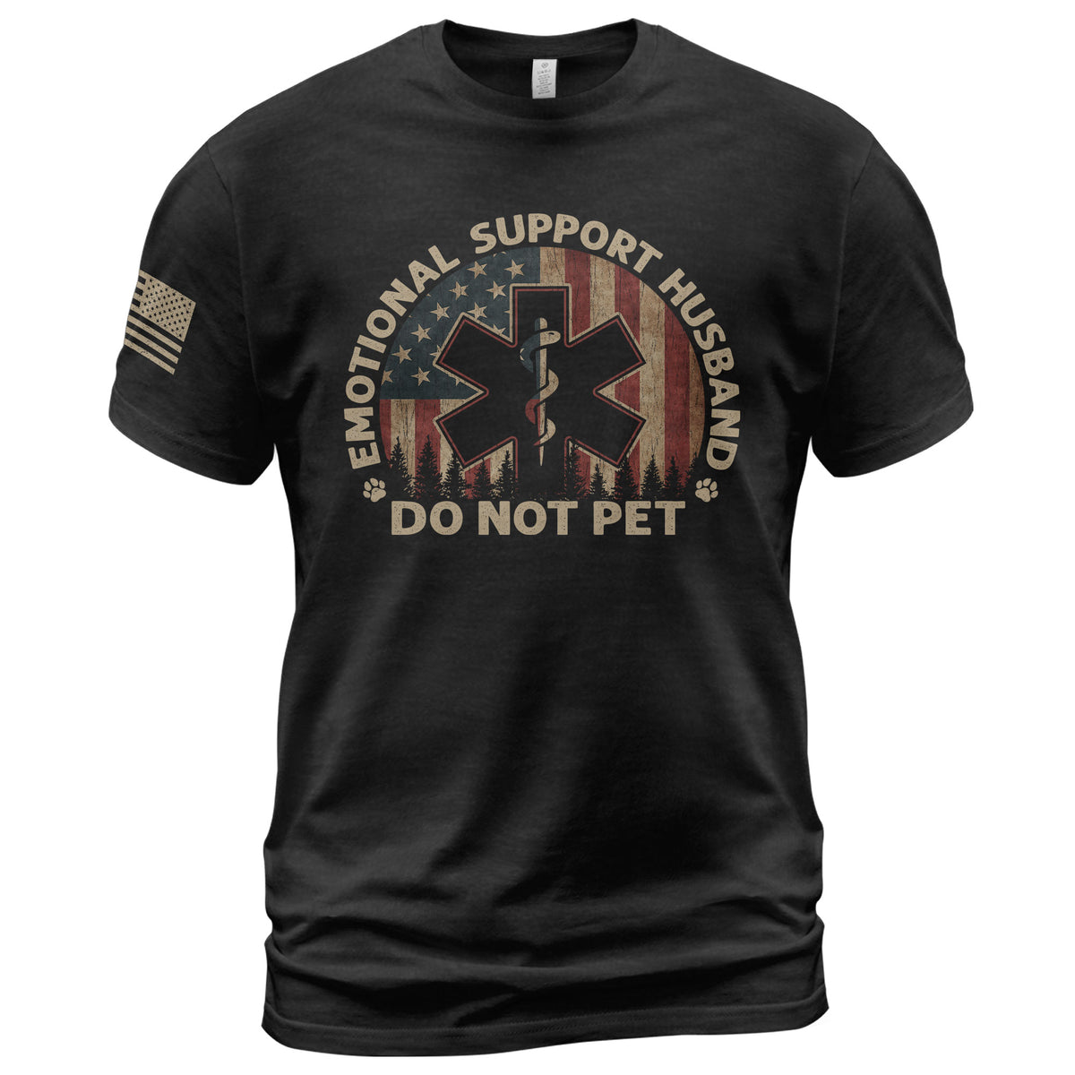 Emotional Support Husband Do Not Pet Humorous Star Graphic Tee Shirt Cotton Apparel