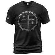 Christian Shirts for Men - Iron Sharpens Iron Cross Proverbs 27:17 Christian, Christian Tee Shirts - Rust Field Wear