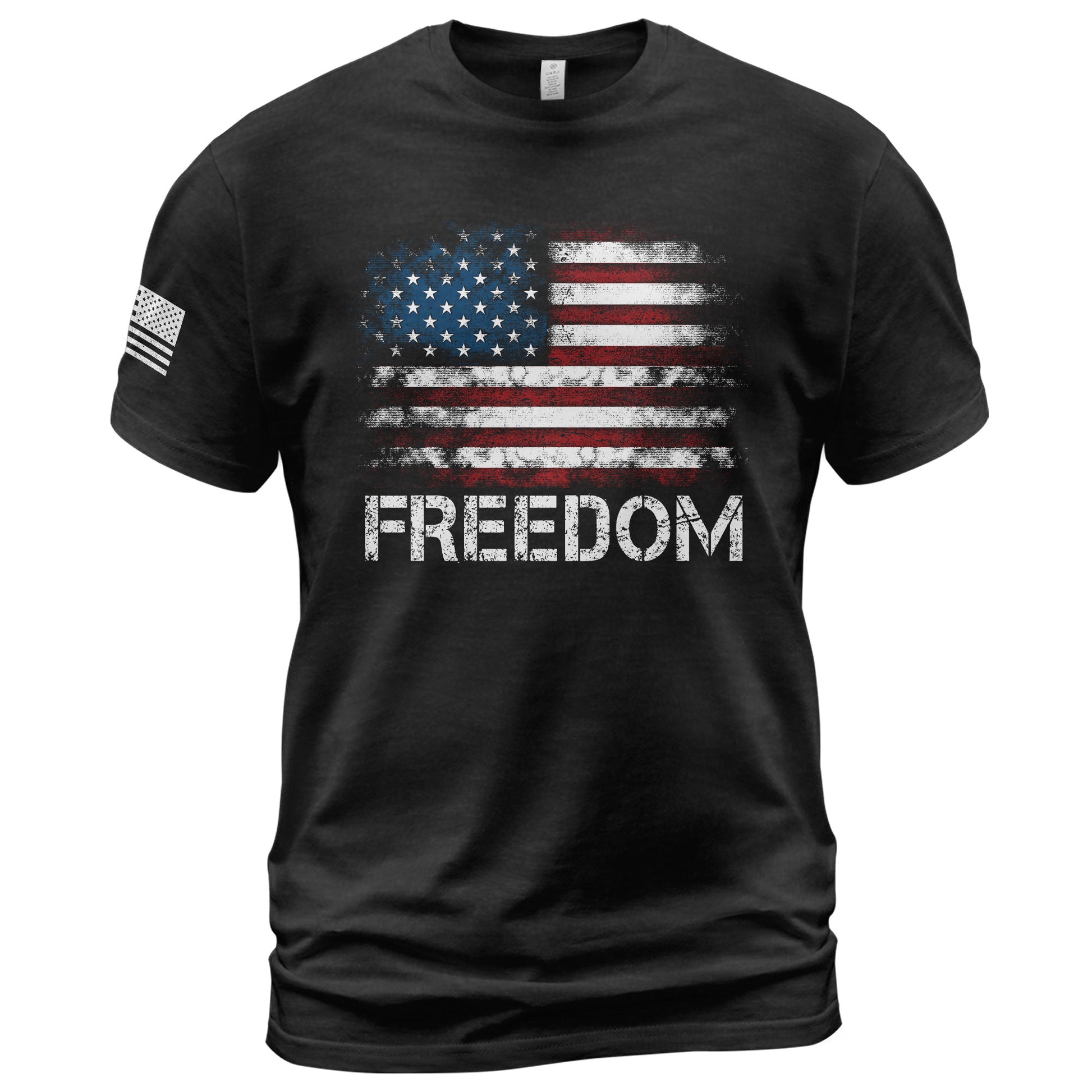 Freedom Shirts for Men, Freedom Distressed American Flag Bold Patriotic - Patriotic T Shirts - Rust Field Wear
