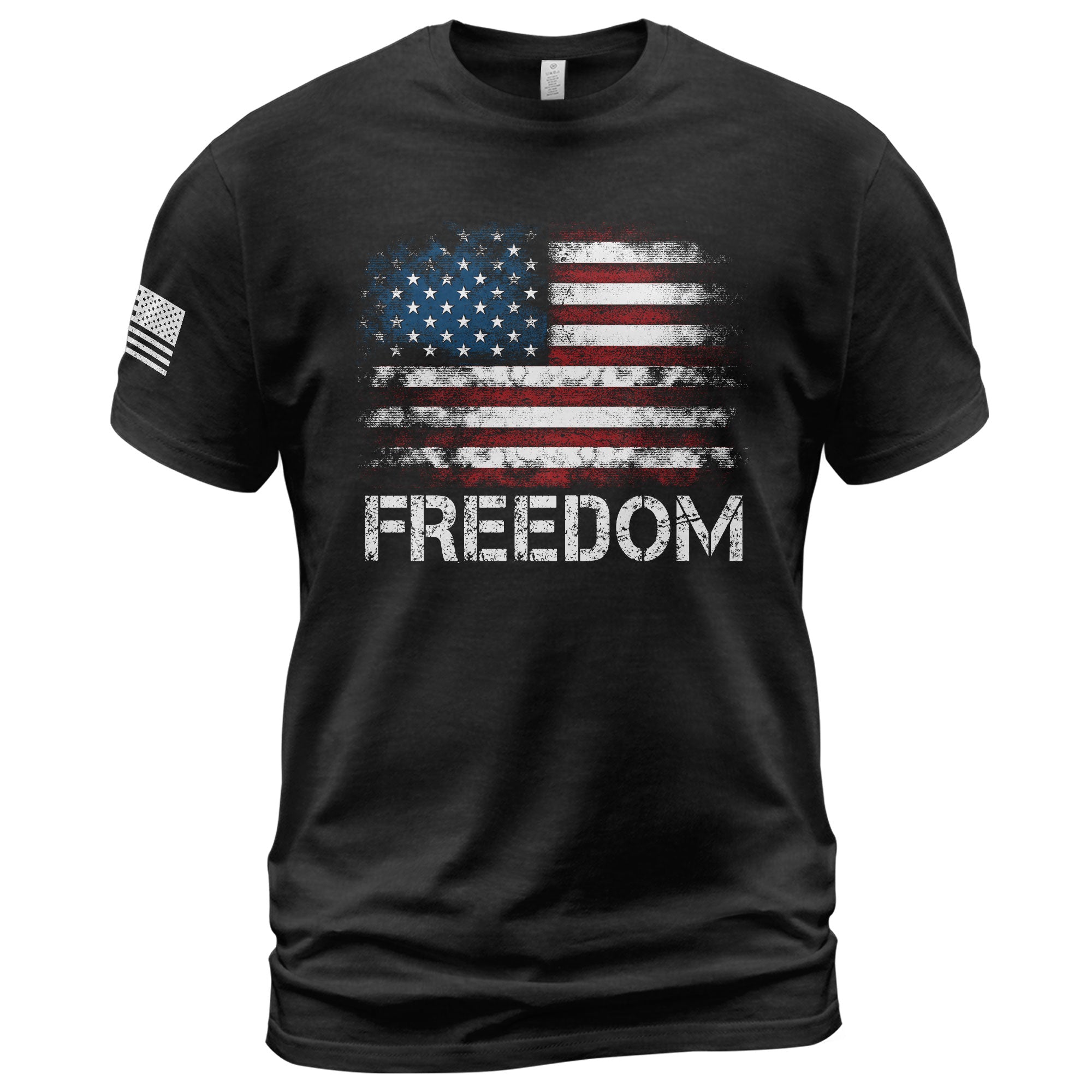 Freedom Shirts for Men, Freedom Distressed American Flag Bold Patriotic - Patriotic T Shirts - Rust Field Wear