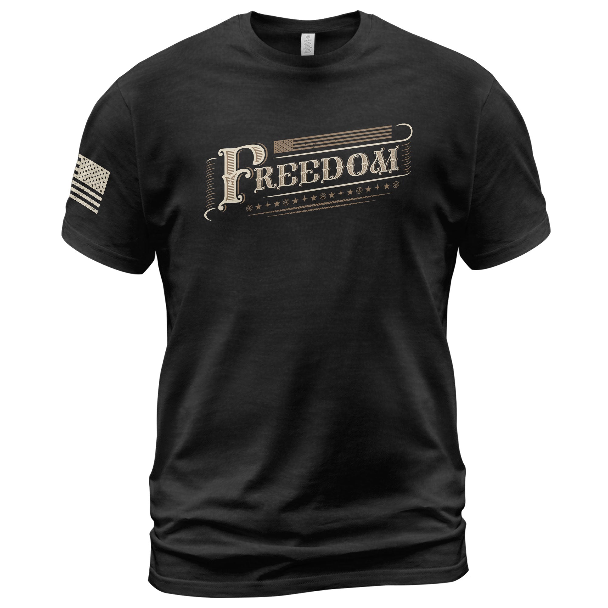 Vintage 'Freedom' Script - Freedom T Shirt, Patriotic Shirts for Men - Rust Field Wear