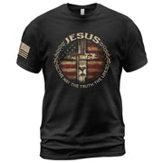 Jesus Lion Cross The Way The Truth The Life, Christian Tee Shirts - Faith Shirts for Men - Rust Field Wear