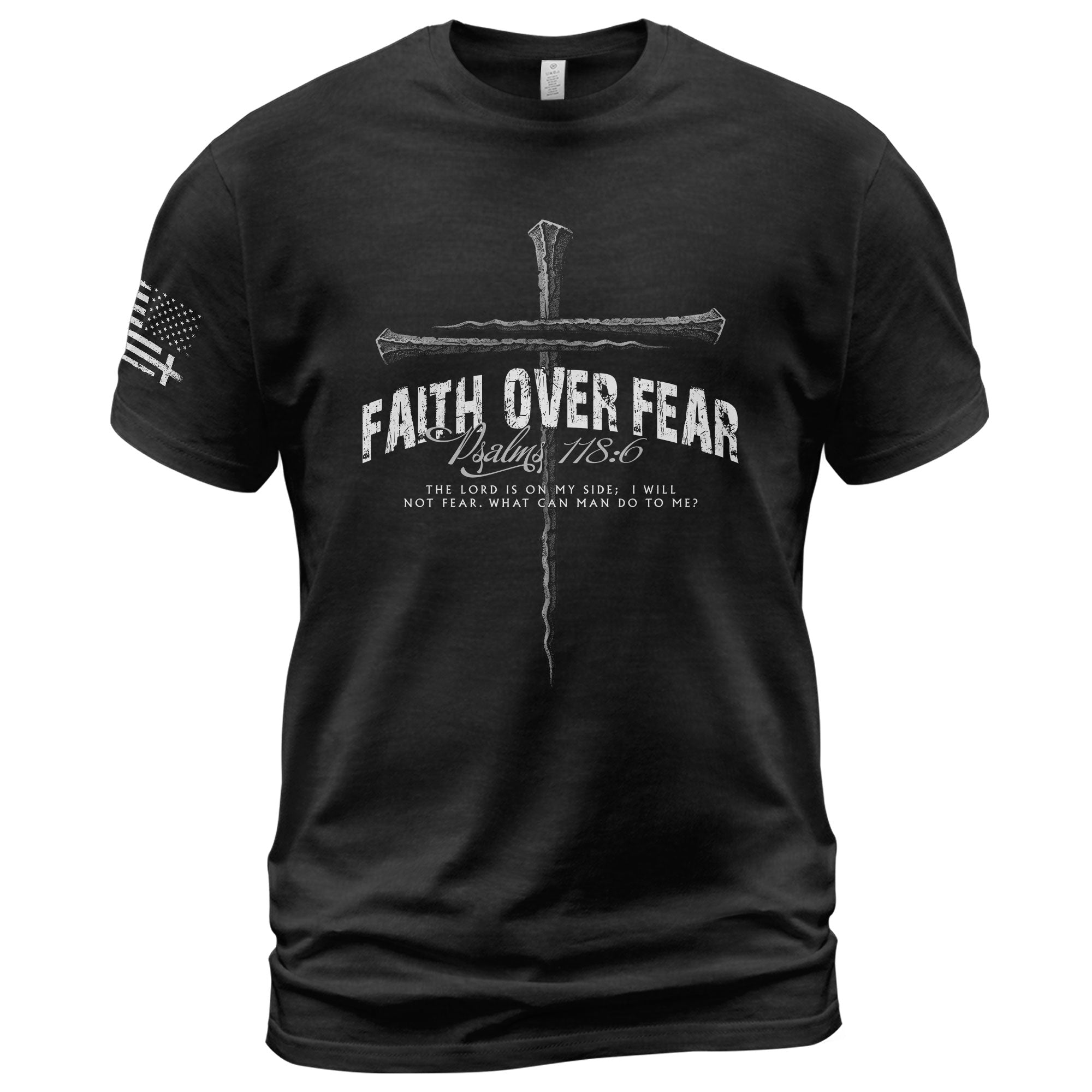 Faith Based Christian Tee Shirts, Faith Over Fear Psalm 118:6 Cross - Christian Shirts for Men - Rust Field Wear