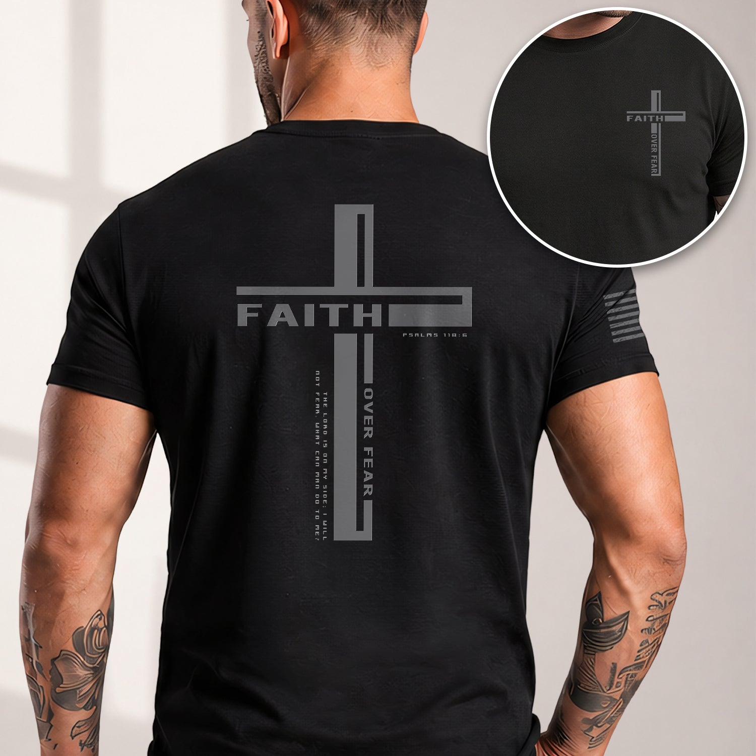 Faith Over Fear Psalm 118:6 Cross, Christian Shirts for Men - Christian Tee Shirts - Rust Field Wear