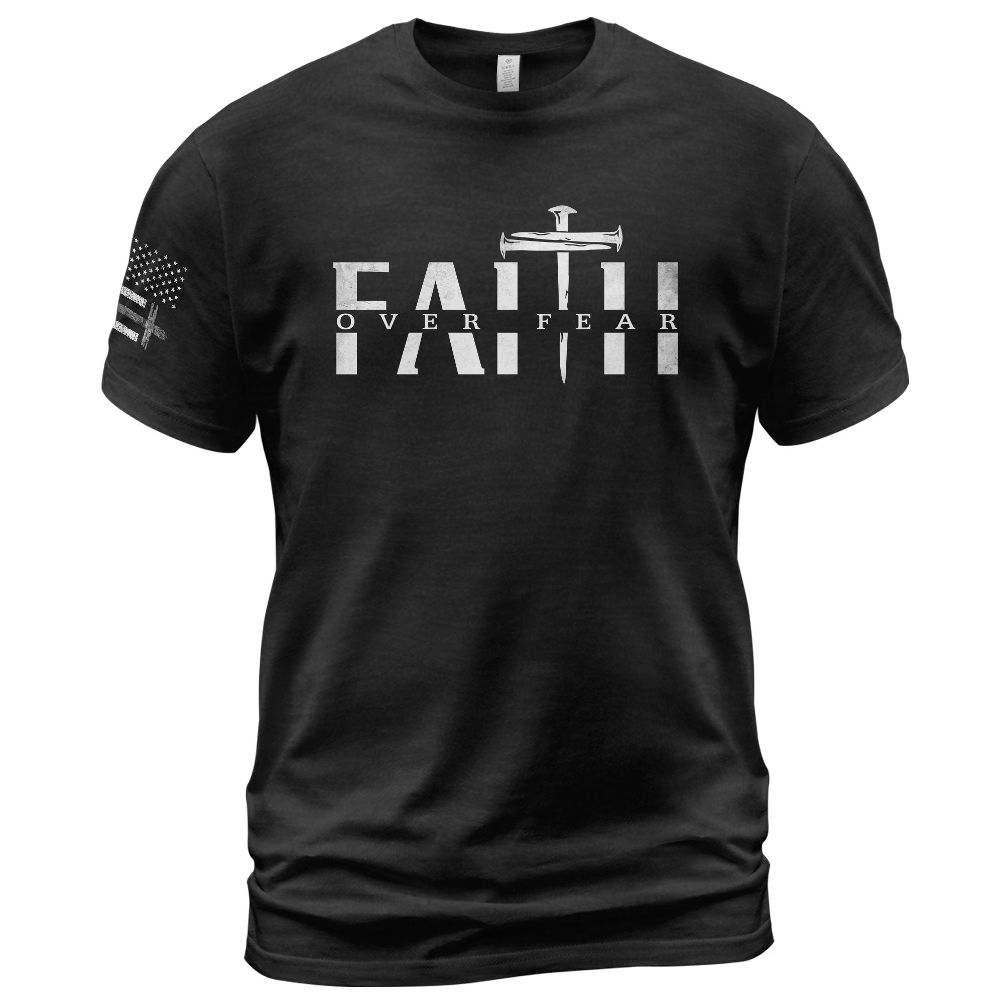 Christian Shirts for Men, Faith Over Fear Sword Cross - Christian Tee Shirts - Rust Field Wear