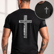 Faith Over Fear American USA Flag Cross Christian, Christian Tee Shirts - Faith Shirts for Men - Rust Field Wear