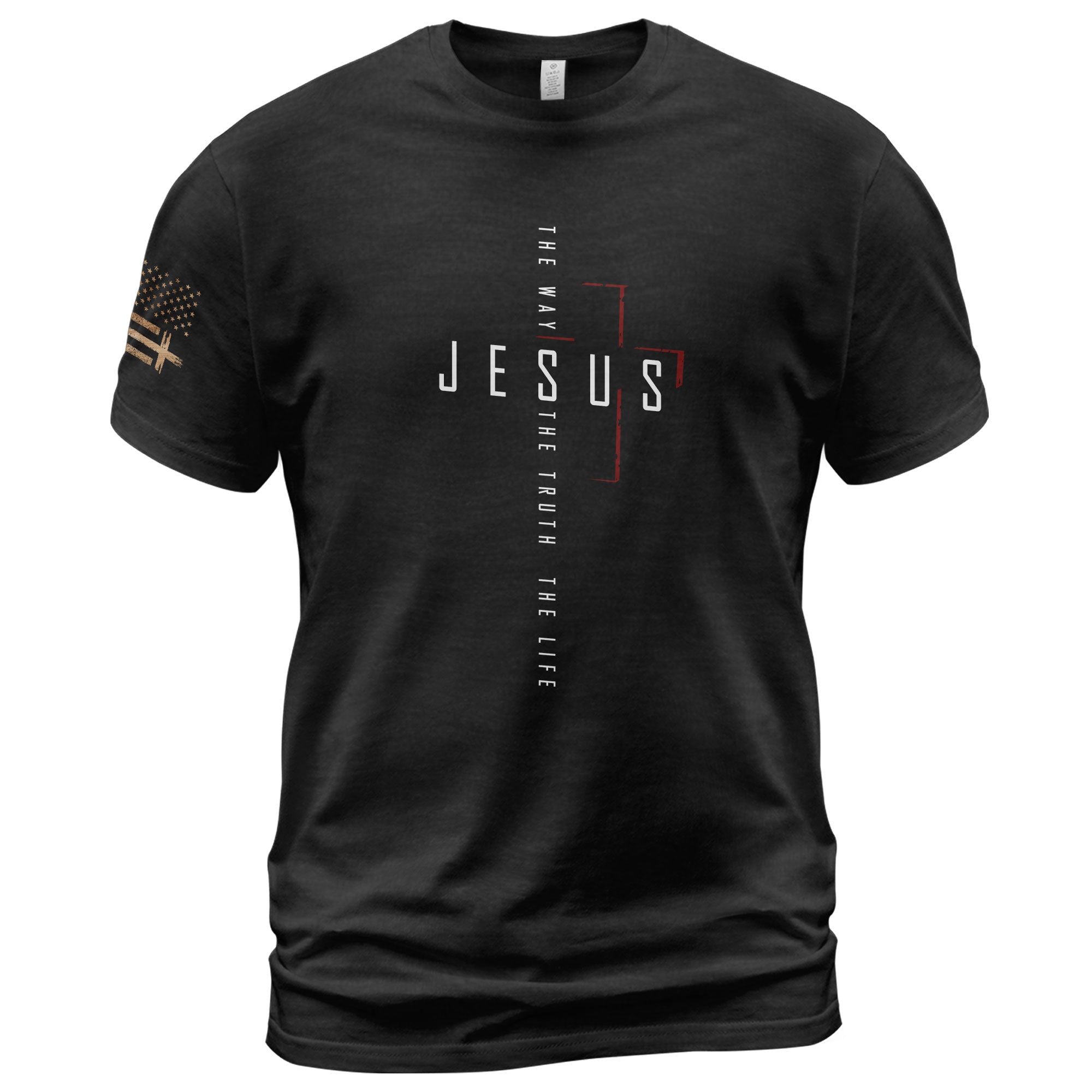 Faith Based Christian Tee Shirts, Jesus Cross The Way The Truth The Life Christian - Christian Shirts for Men - Rust Field Wear